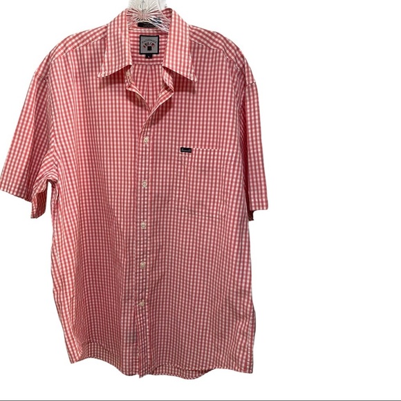 Faconnable Checked Button Up Shirt Pink Size Large short sleeve - Picture 9 of 9